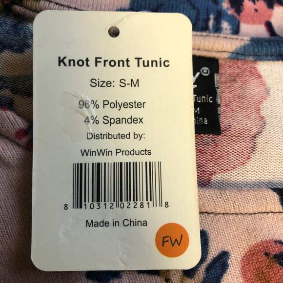 Lildy Pink Floral Knot Front Tunic Womens Size Small Medium Long Sleeve Top NEW - Picture 7 of 9